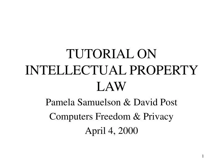 tutorial on intellectual property law