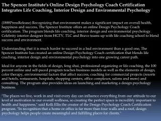 The Spencer Institute's Online Design Psychology Coach Certi
