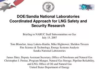 DOE/Sandia National Laboratories Coordinated Approach for LNG Safety and Security Research