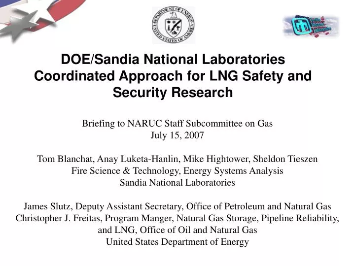 doe sandia national laboratories coordinated approach for lng safety and security research
