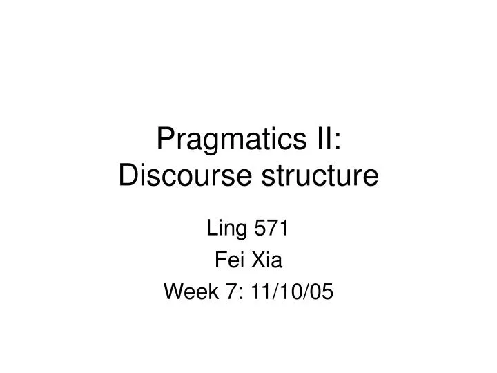 pragmatics ii discourse structure