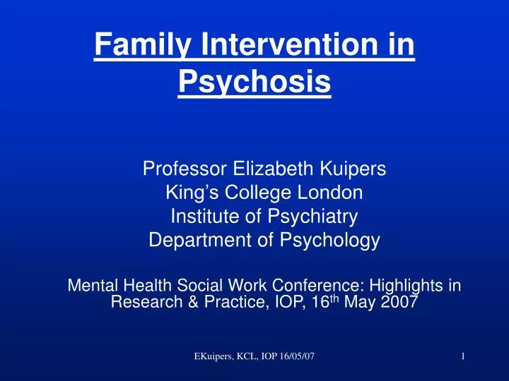 family intervention in psychosis
