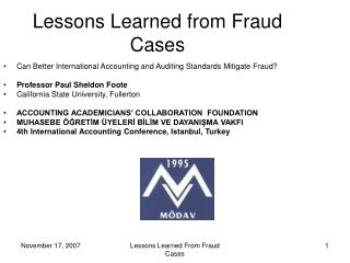 Lessons Learned from Fraud Cases