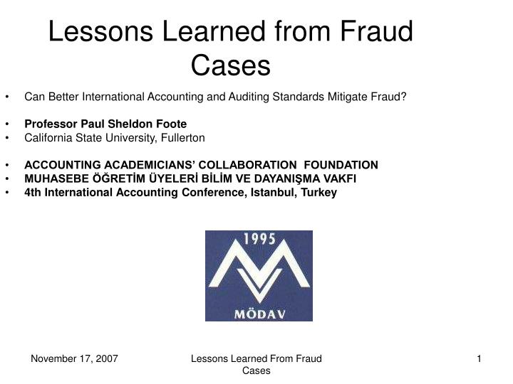 lessons learned from fraud cases
