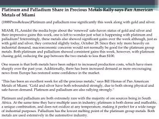 Platinum and Palladium Share in Precious Metals Rally says P