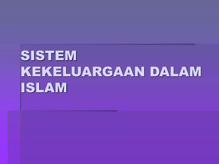 sistem kekeluargaan dalam islam
