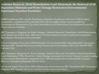 Asbestos Removal, Mold Remediation, Lead Abatement, the Remo