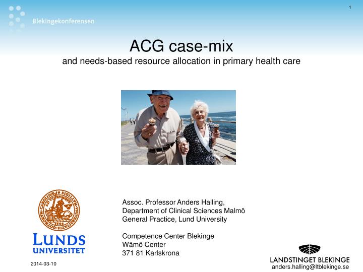 acg case mix and needs based resource allocation in primary health care
