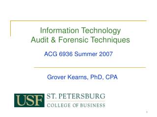 Information Technology Audit &amp; Forensic Techniques