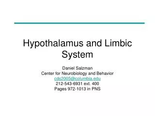 Hypothalamus and Limbic System