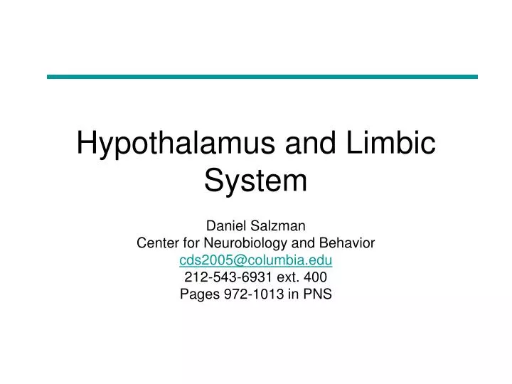 PPT - Hypothalamus And Limbic System PowerPoint Presentation, Free ...