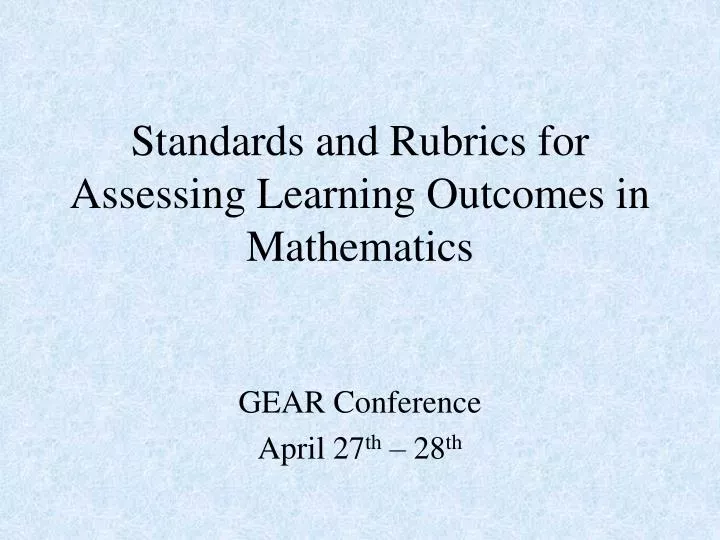 standards and rubrics for assessing learning outcomes in mathematics