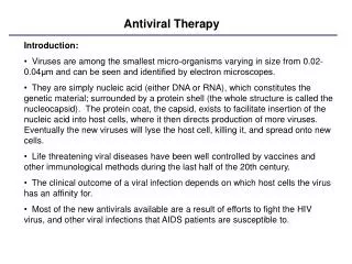 Antiviral Therapy
