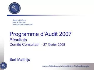 programme d audit 2007 r sultats comit consultatif 27 f vrier 2008