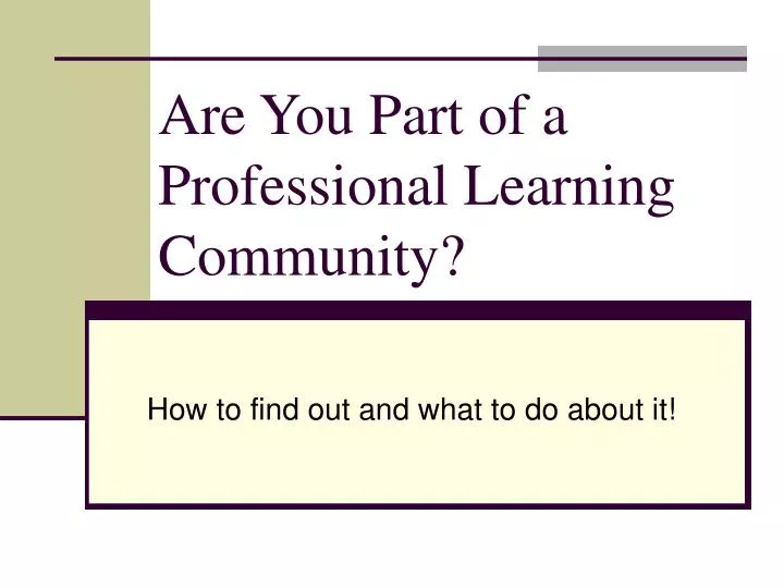 are you part of a professional learning community