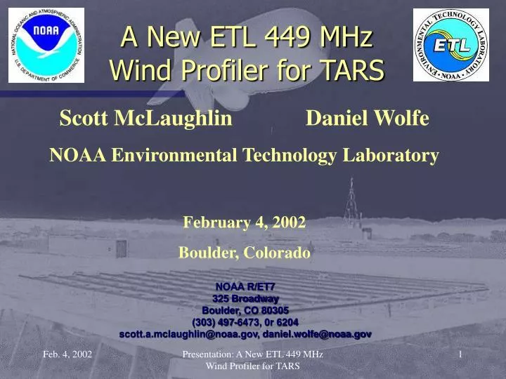 a new etl 449 mhz wind profiler for tars