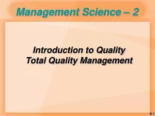 Management Science – 2