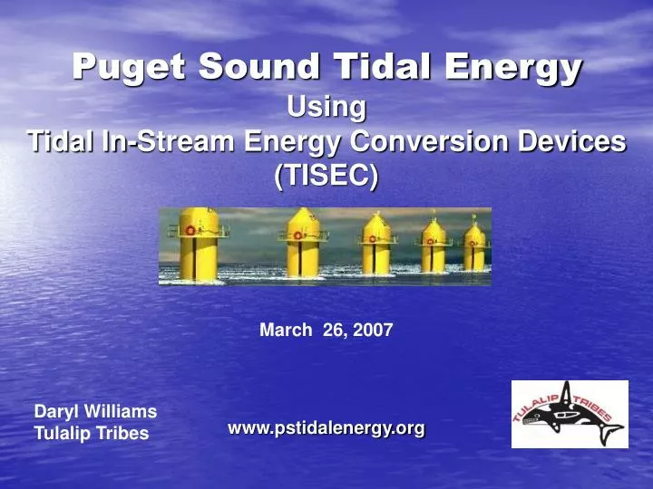 puget sound tidal energy using tidal in stream energy conversion devices tisec