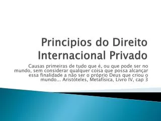 Principios do Direito Internacional Privado