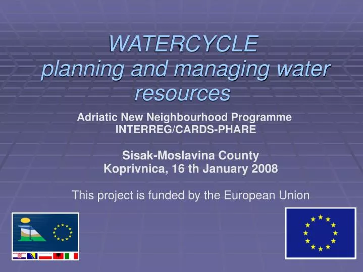 watercycle planning and managing water resources