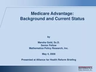 Medicare Advantage: Background and Current Status