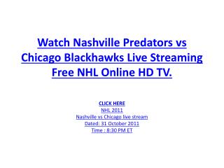Watch Predators vs Blackhawks Live Streaming Free NHL Online