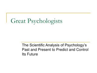 Great Psychologists