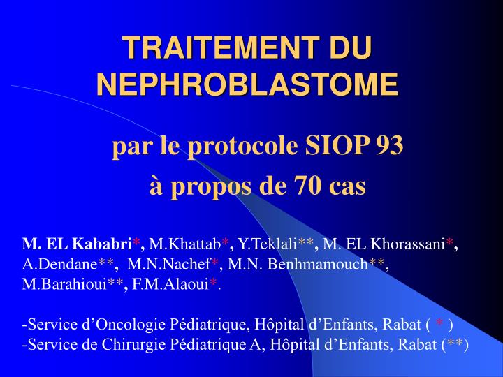 traitement du nephroblastome