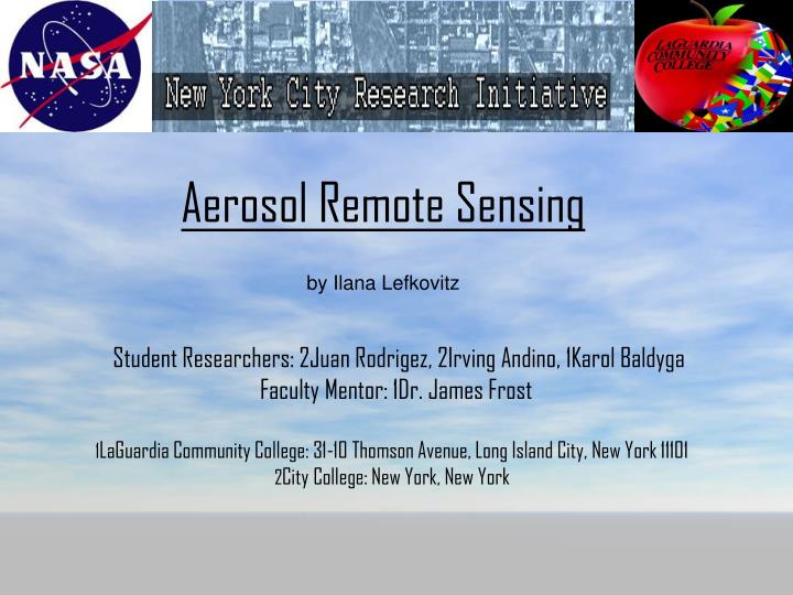 aerosol remote sensing by ilana lefkovitz
