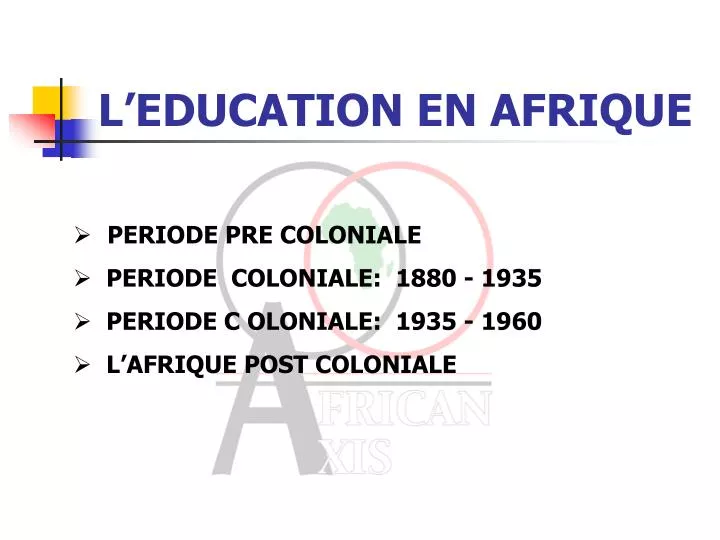 l education en afrique