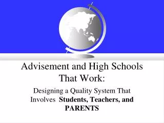 Advisement and High Schools That Work: