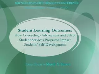 Student Learning Outcomes: How Counseling/Advisement and Select Student Services Programs Impact Students’ Self-Developm