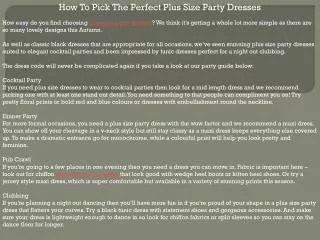 How To Pick The Perfect Plus Size Party Dresses