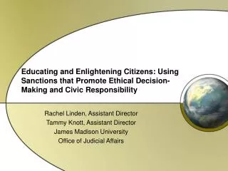 Educating and Enlightening Citizens: Using Sanctions that Promote Ethical Decision-Making and Civic Responsibility