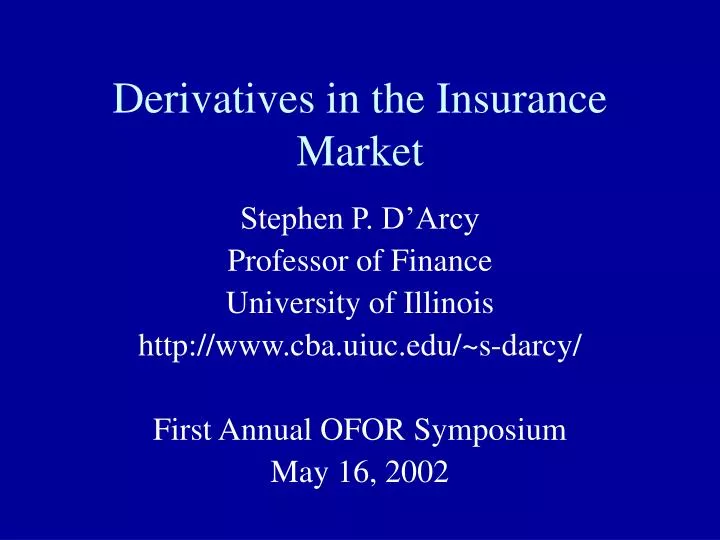 derivatives in the insurance market