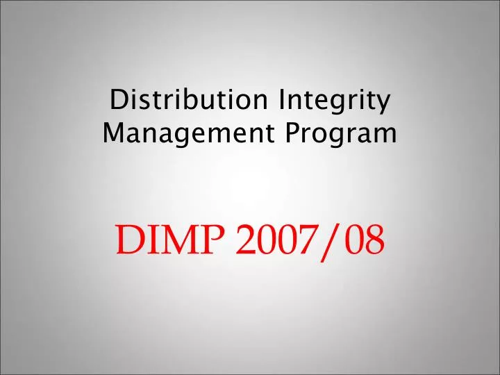distribution integrity management program