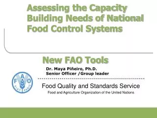 Assessing the Capacity Building Needs of National Food Control Systems New FAO Tools