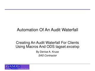 Automation Of An Audit Waterfall