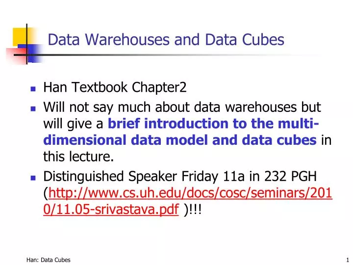 data warehouses and data cubes