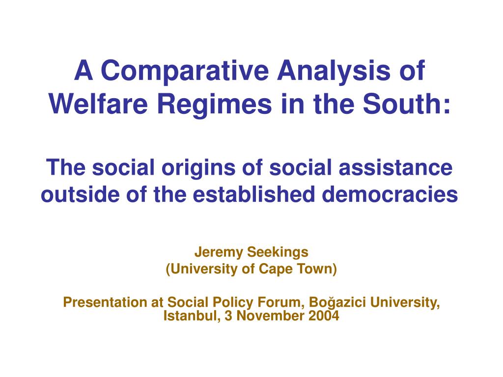 PPT - A Comparative Analysis of Welfare Regimes in the South : The ...