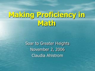 Making Proficiency in Math