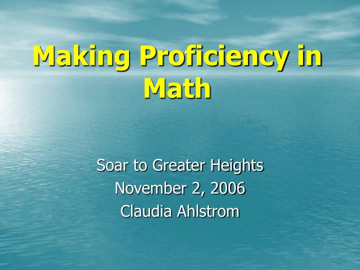 making proficiency in math