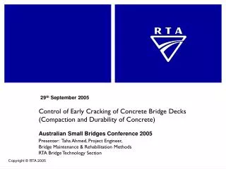Control of Early Cracking of Concrete Bridge Decks (Compaction and Durability of Concrete)