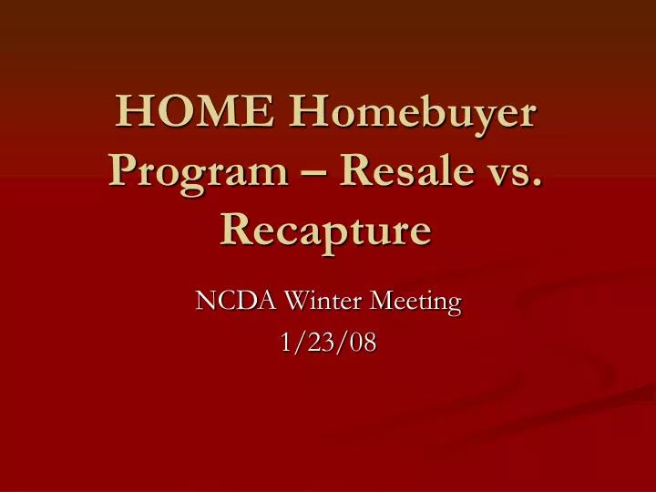 home homebuyer program resale vs recapture