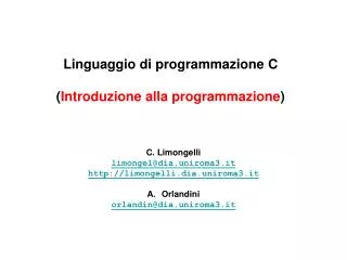 Linguaggio di programmazione C ( Introduzione alla programmazione )