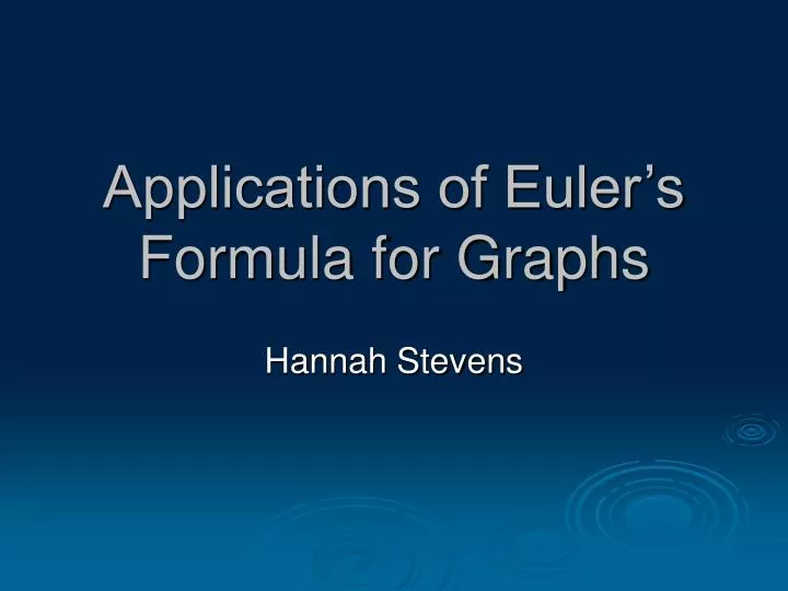 applications of euler s formula for graphs