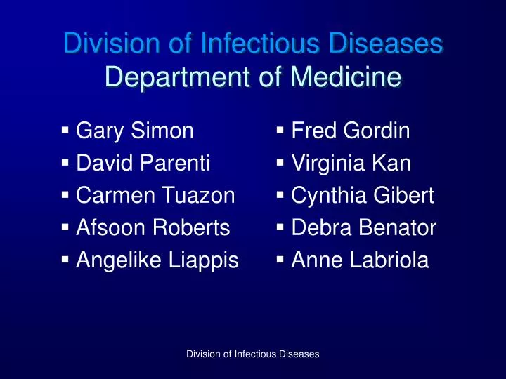 division of infectious diseases department of medicine