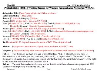 Project: IEEE P802.15 Working Group for Wireless Personal Area Networks (WPANs) Submission Title: [ Peak Power Margin f