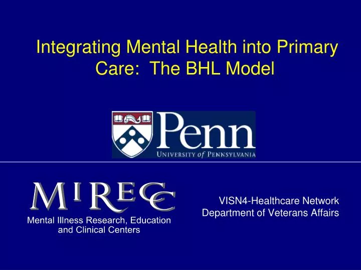 integrating mental health into primary care the bhl model