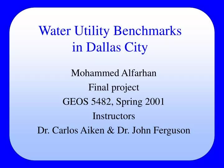 water utility benchmarks in dallas city